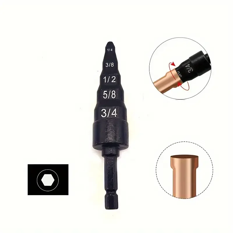 Air Conditioning Copper Pipe Expander 1/4-3/4 and Air Conditioning Copper Pipe Rotating Tool Hex Shank Imperial Tube Reamer