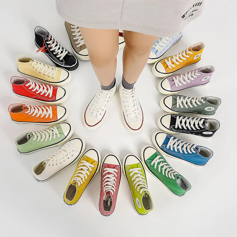 Low High Top Men Women's Casual Canvas Shoes Outdoor Skateboard Sports Sneaker Athletic Tennis Trainer Students Walking Footwear view 2