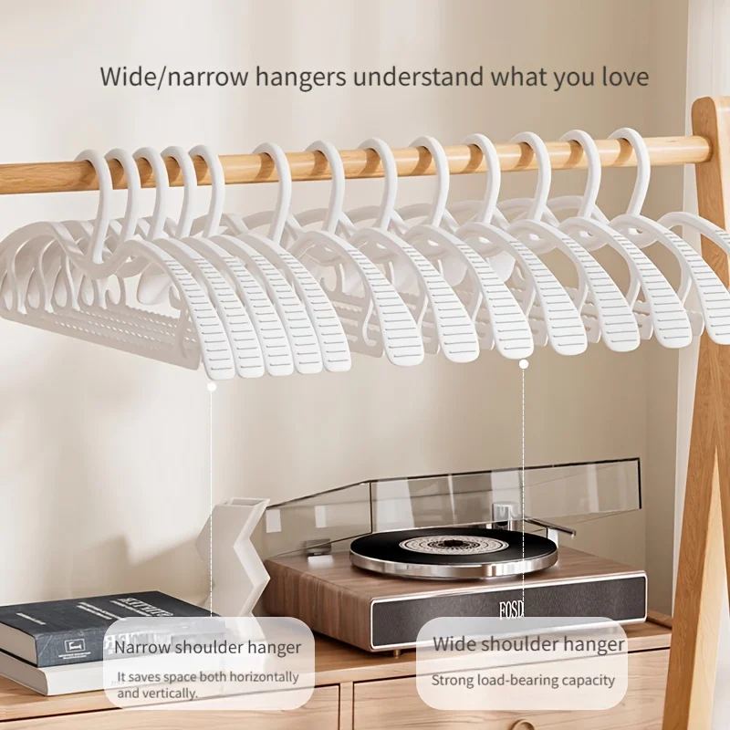 10Pcs Wide Shoulder Hangers, Short Neck 8cm Lift Non-Slip No Trace Clothes Hangers, Space Saving Closet Organizer for Home Dorm