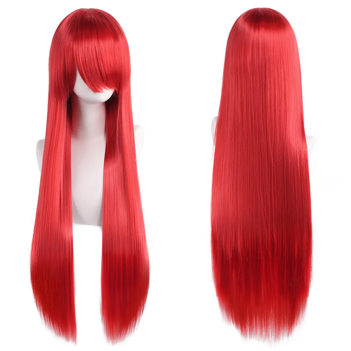 80 cm lange synthetische wit paars cosplay pruiken groen haar rechte zilveren pruik roze haarstukje lolita pruik met pony
