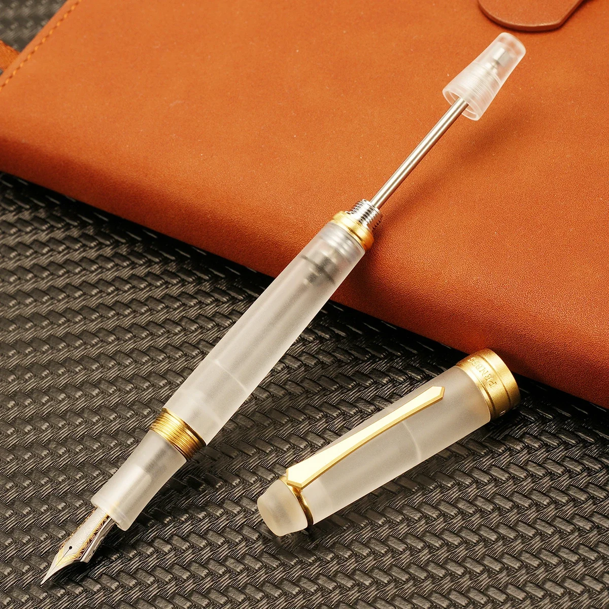 Penbbs 456 Vacuum Filling Fountain Pen Fine Nib with Box, Matte White Writing Gift Office Set