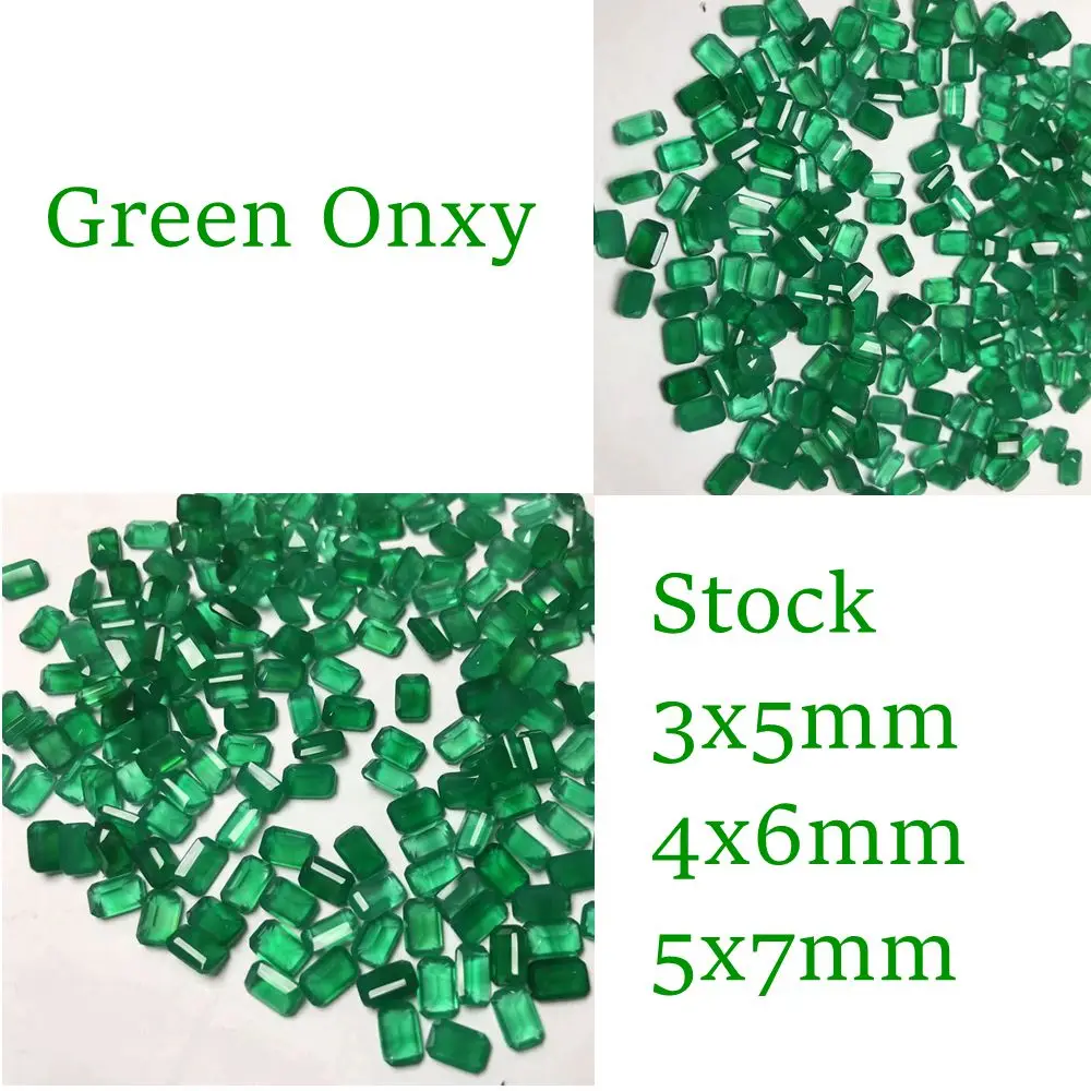 

Meisidian 3X5 4X6 5X7MM Natural Stone Green Onyx Gemstone For Jewelry Making