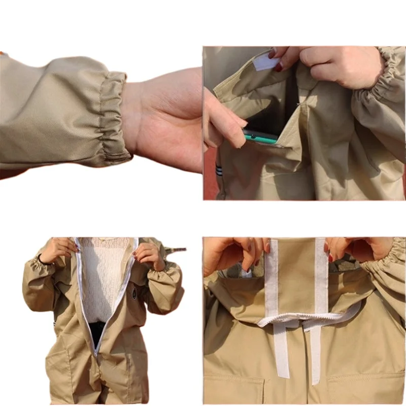 Beekeeping Suit khaki Bee-proof Clothing Protective  Beekeeper Breathable Honey Hat Clothes Apiculture Supplies view 4