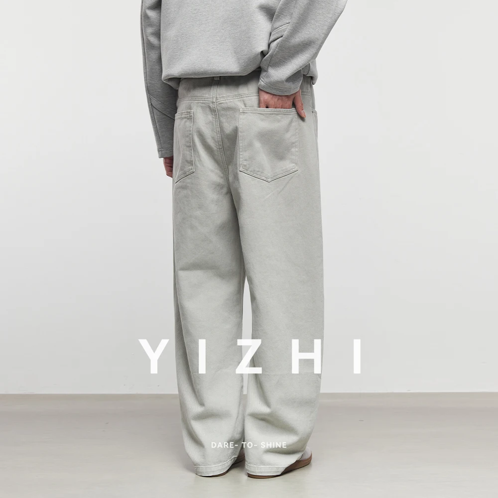 2025 frühling und Herbst Neue männer Scimitar Casual Hosen Mode Newk Design Lose Gerade Reine 100 % Baumwolle männer breite Bein Hosen