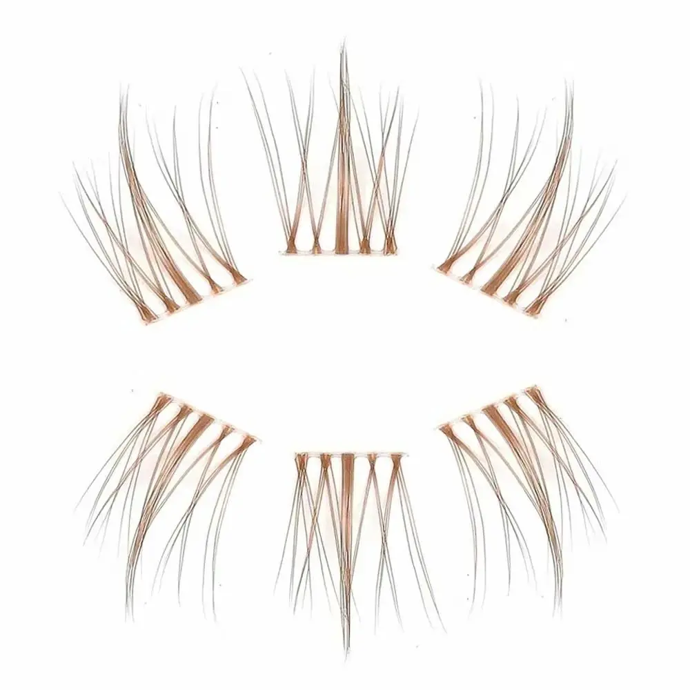 Coffee Color Individual Lashes Clusters Natural False Eyelashes Transparent Stem Fake Lashes Invisible Band Eye Makeup Tools