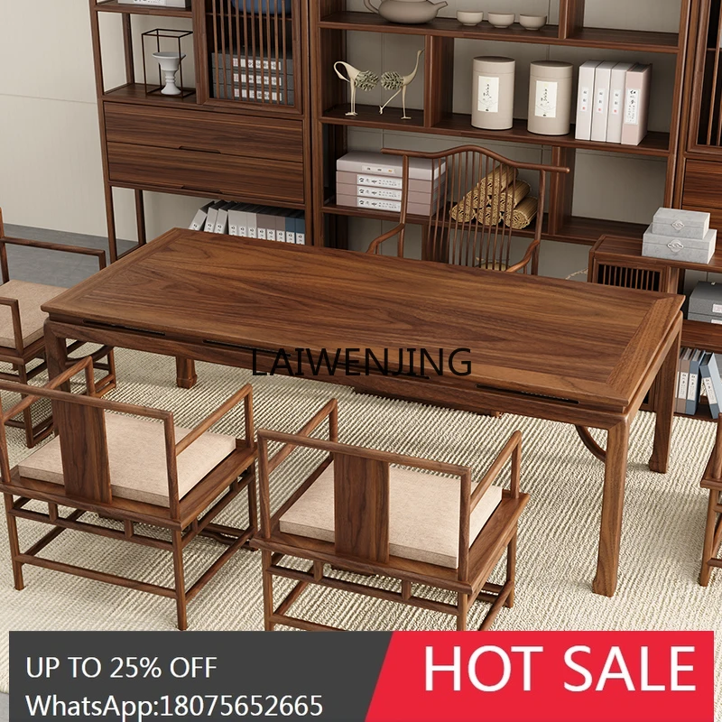 SGF black walnut tea table and chair balcony new Chinese style home office tea table