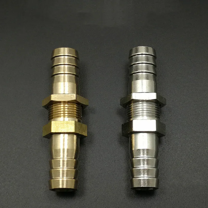 

6 8 10 12 13 14 16 19 25mm Hose Barb Tail Brass Bulkhead Pipe Fitting Coupler Connector Panel Installtion