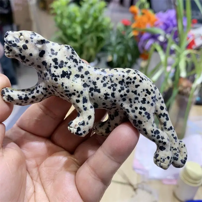 Natural Balmatin Cheetah Carving Polished Animal Powerful Statue for Home Decoration Holiday Gift 1pcs