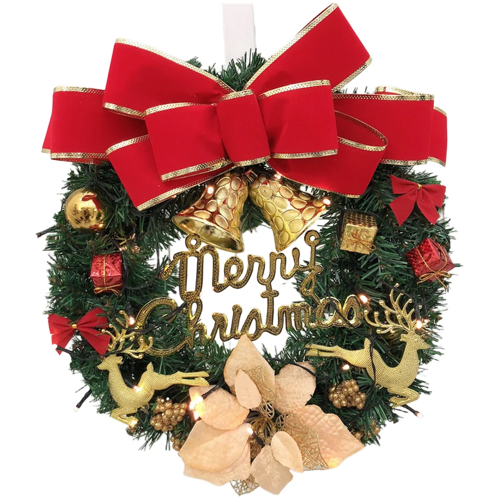 

Украшение праздничного венка с классическим сезонным дизайном из прочного материала ПК для создания праздничных дверных и оконных дисплеев.