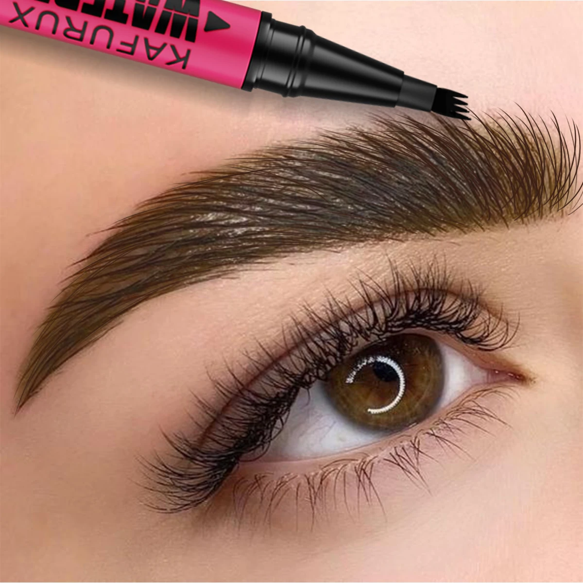 Penna per sopracciglia impermeabile a 3 colori, matita per sopracciglia microblading con 4 teste divise, regali cosmetici per trucco occhi per sopracciglia dall'aspetto naturale