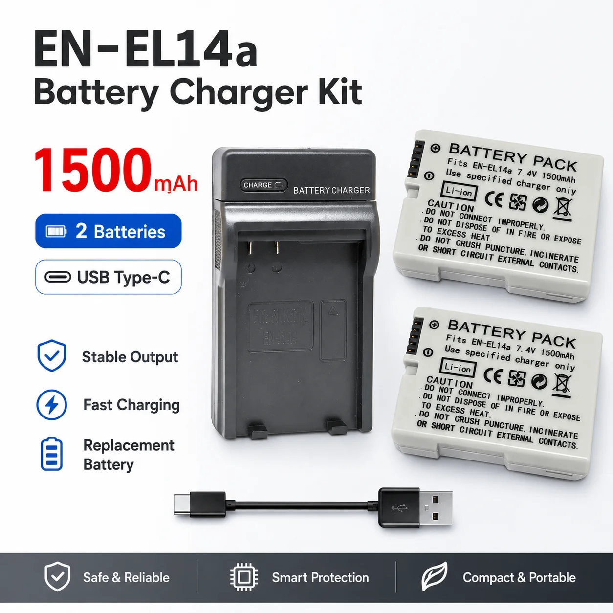 EN‑EL14A Battery Charger For Nikon D3100 D3200 D3300 D3400 D3500 D5100 D5200 D5300 D5500 D5600 DF P7000 P7100 Camera Charger