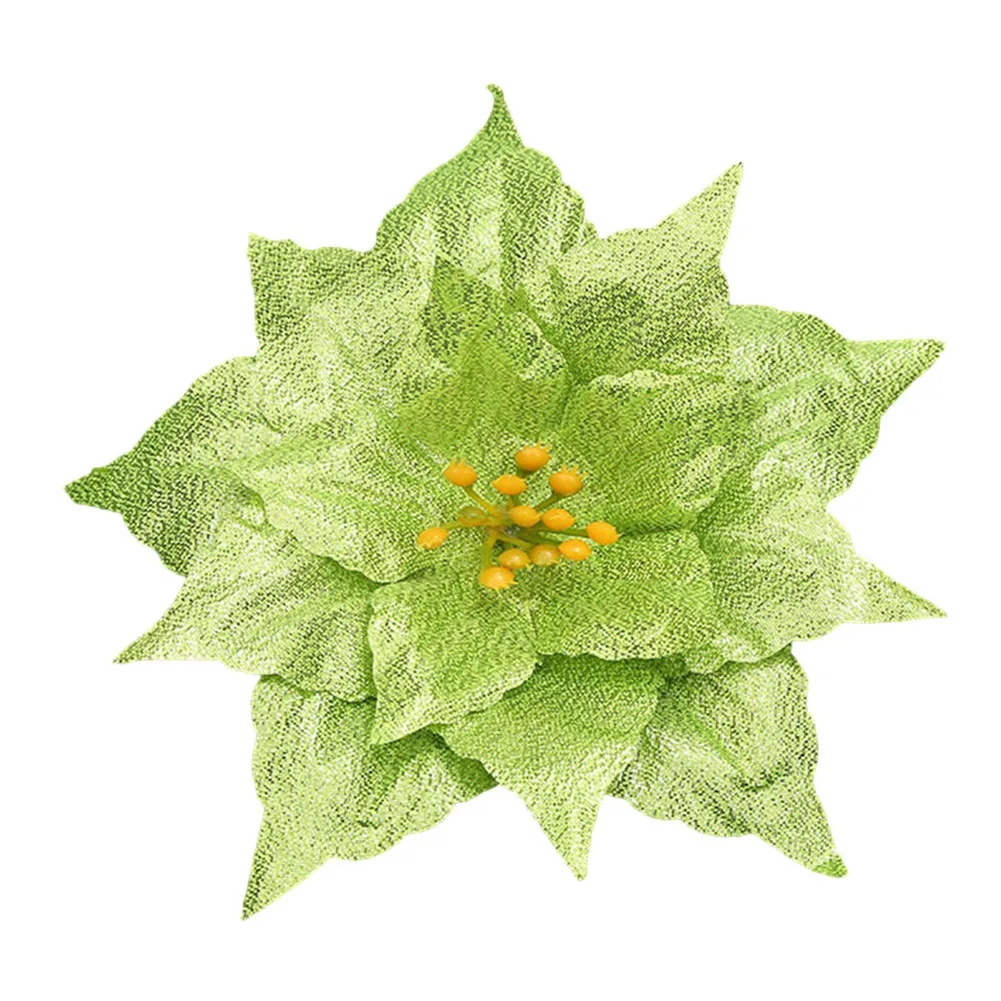 Brightness Christmas Glitter Poinsettia Hanging Flowers Tree Decoration Red Cloth Rose Red And Other Festive Arrangements - Image 3