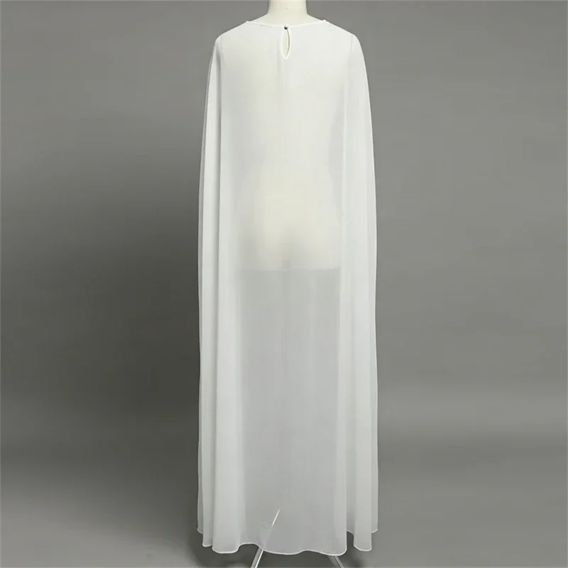 

Long Chiffon Bridal Wedding Shawl High-Low Floor-Length Solid Bridal Dress Cape White Ivory Sheer Cloak Wedding Accessories147cm