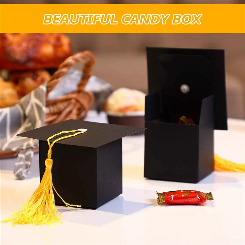 

F-F 25Pcs DIY Paper Graduation Cap Shaped Gift Box Sugar Chocolate Box For Graduation Party Favor Cap Bachelor Hat Wedding Candy