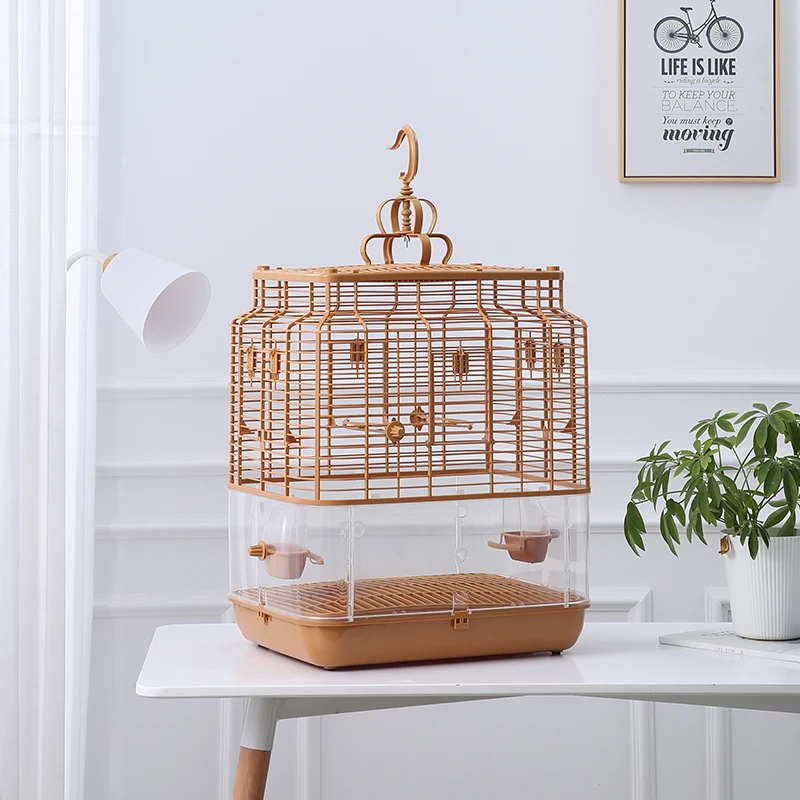 

Luxury Large Bird Cages Budgie Canary Villa Breeding Transparent Bird Cages Carrier Portable Cage Oiseau Birds Supplies WZ50BC