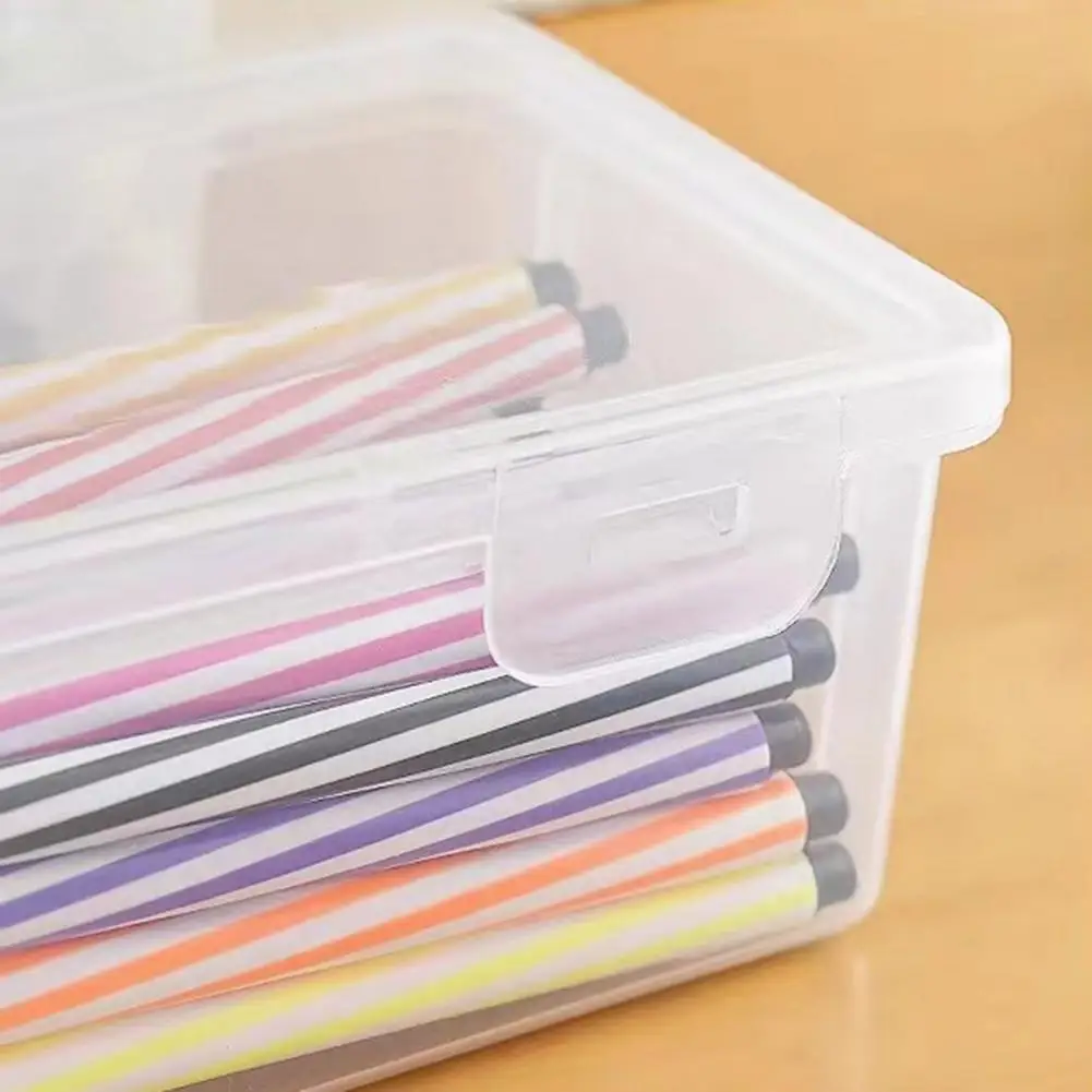 19*9cm Pencil Box Transparent Design Stackable Pencil Organizer Snap-on Lid Pencil Container Translucent Pen Case School Supply