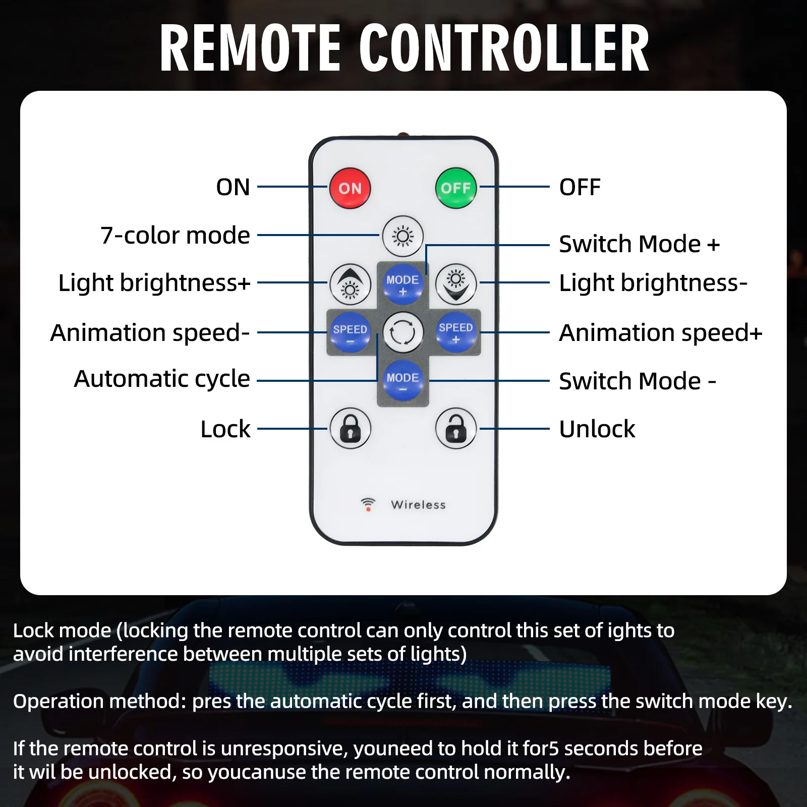 LED Matrix Pixel Panel Remote Control Scrolling Sign Soft Foldable Lighting Scrolling For Board Windshield Decorative Lights