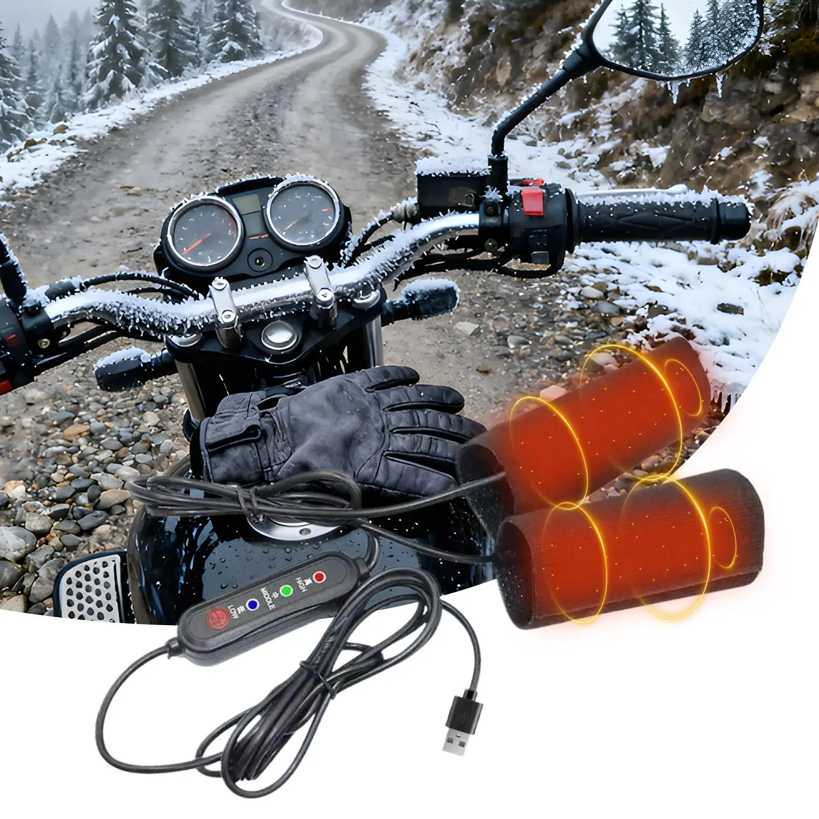 

Мотоциклетные ручки с подогревом, 3-температурная пленка с питанием от USB, теплые автомобильные ручки с подогревом, универсальные ручки с подогревом для мотоциклов