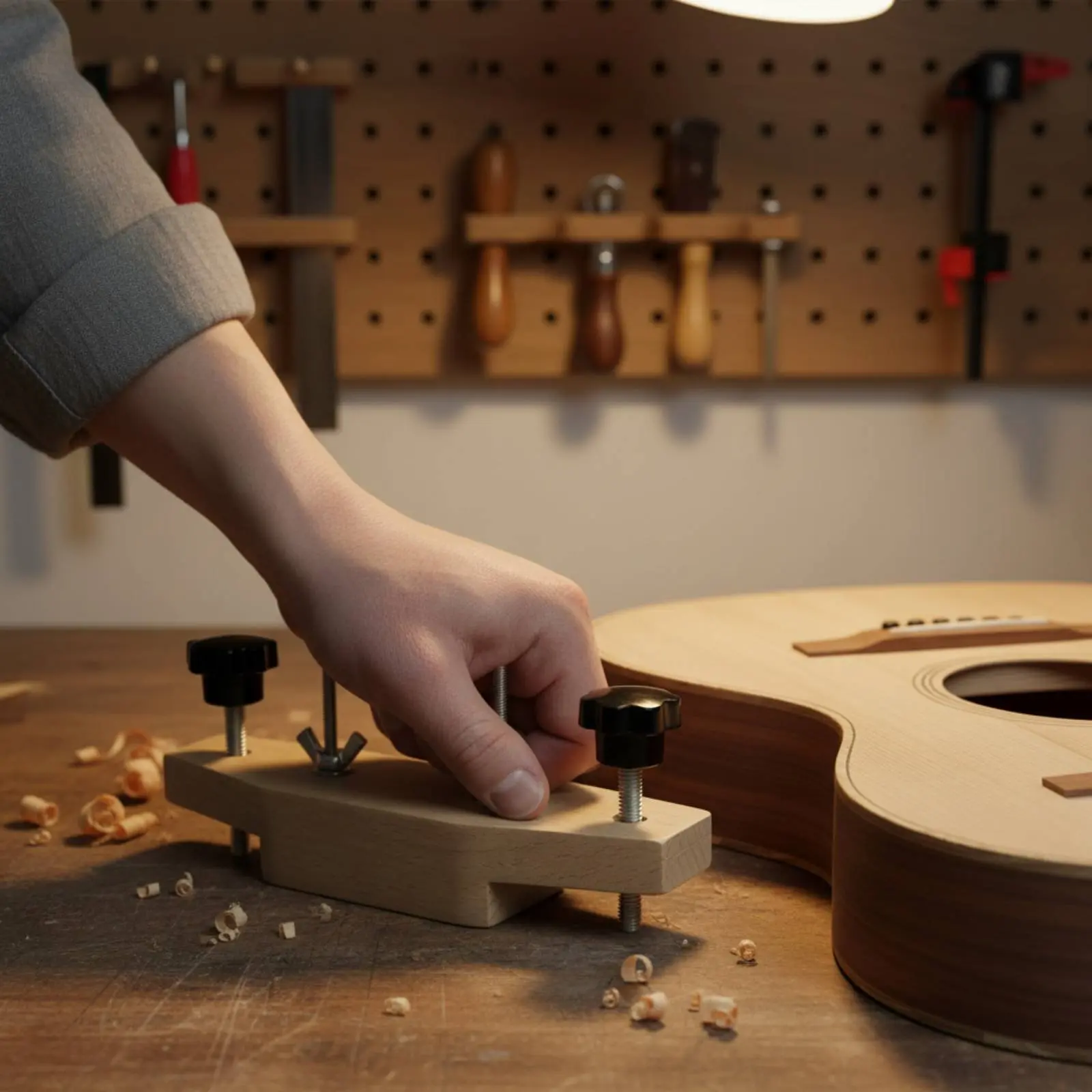 Acoustic Guitar Bridge Repair Tool Adjustable Pressure Guitar Bridge Clamp Luthier Supply Secure Hold Easy to Use for Workshop