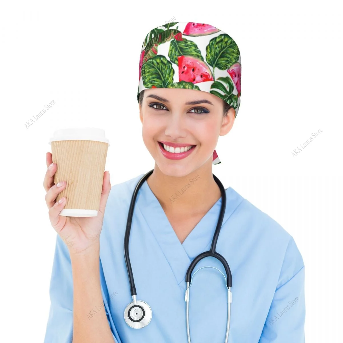 卸売熱帯スイカジャングルの葉帽子クリーニング作業キャップおかしいサロン看護キャップ男性手術帽子スクラブキャップ