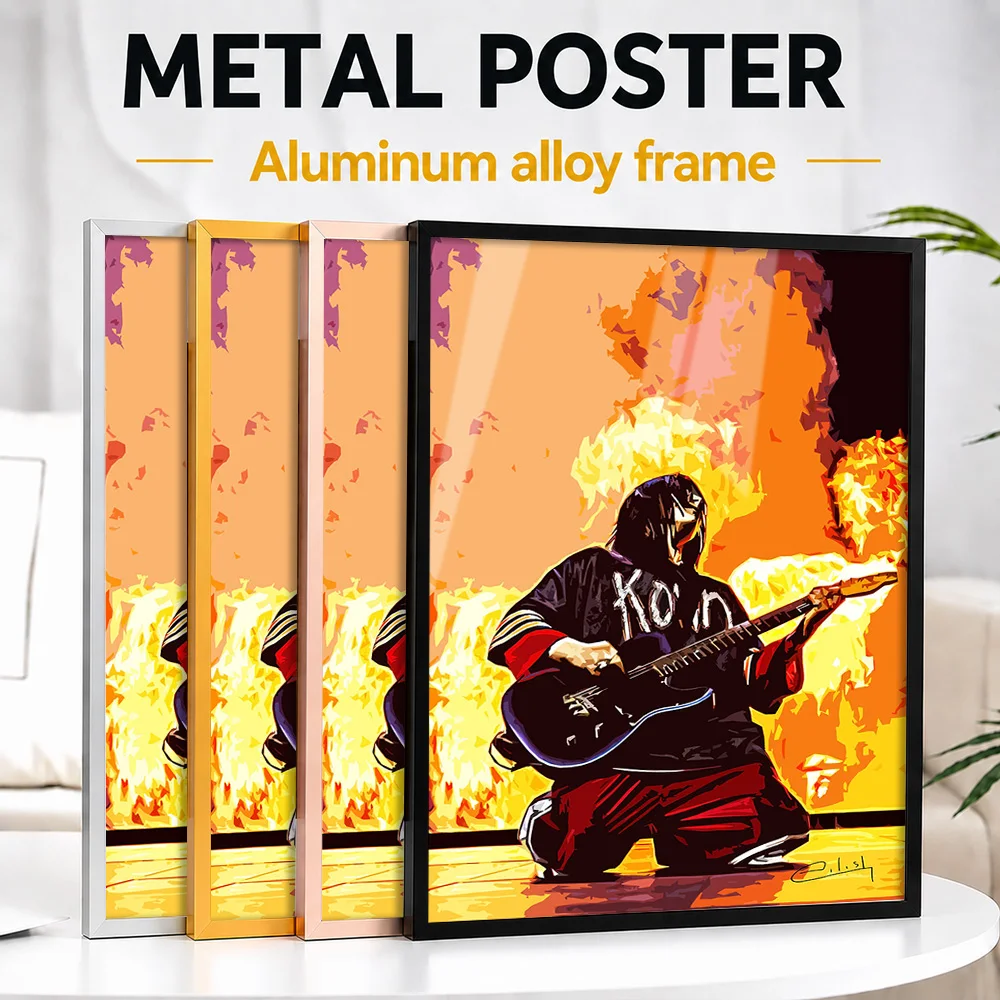 Billie Eilish Guitar Performance Framed Metal Print Customized Pop Icon Tribute Wall Art Perfect In Room For Vinyl Collectors