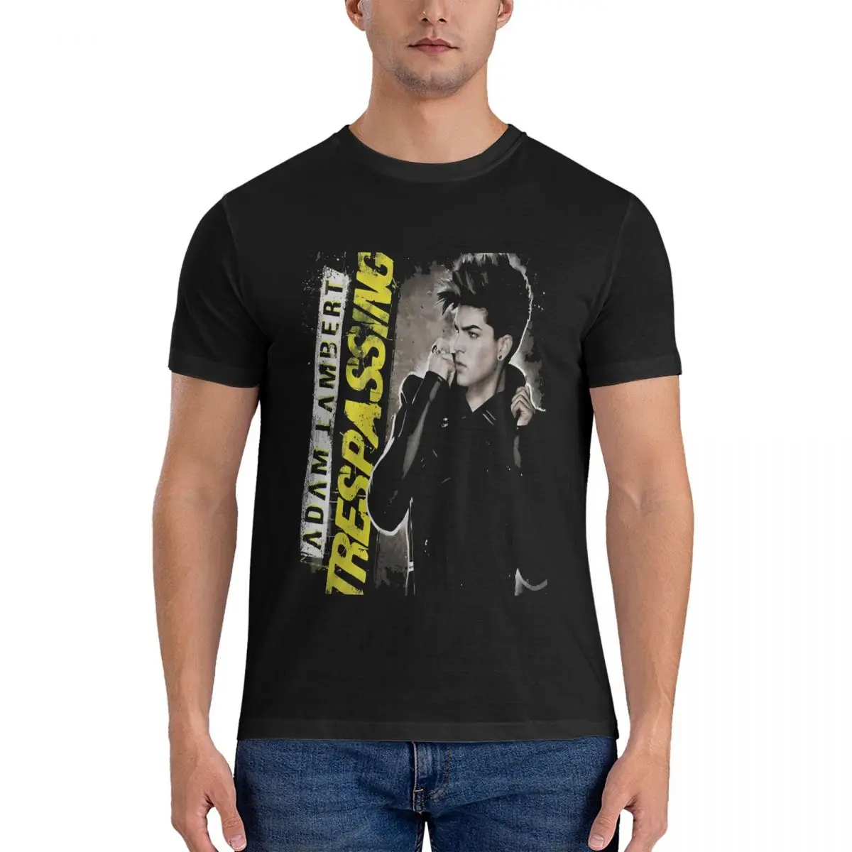 

Men's T-Shirts Awesome Funny Cotton Tees Short Sleeve Adam Lambert T Shirts Round Collar Clothing Original