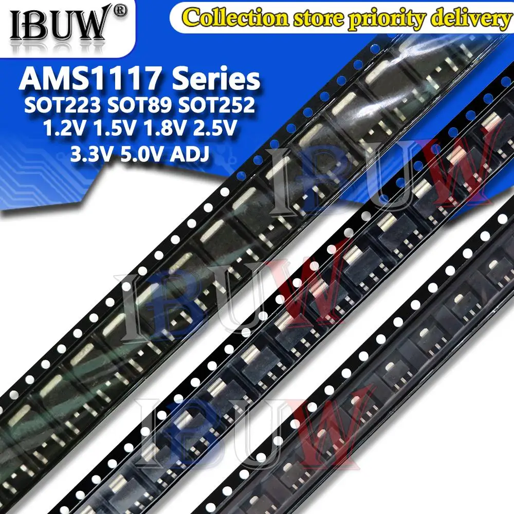 10PCS AMS1117 AMS1117-3.3V AMS1117-ADJ AMS1117-1.8V AMS1117-1.2V AMS1117-5.0V AMS1117-2.5V AMS1117-3.3 AMS1117-5.0