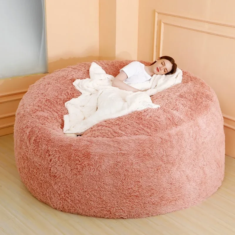 

Dropshipping Big Round Bean Bag Chair Comfortable Soft Giant Pouf Fluffy Faux BeanBag Lazy Sofa Bed Cover Recliner Puff Seat