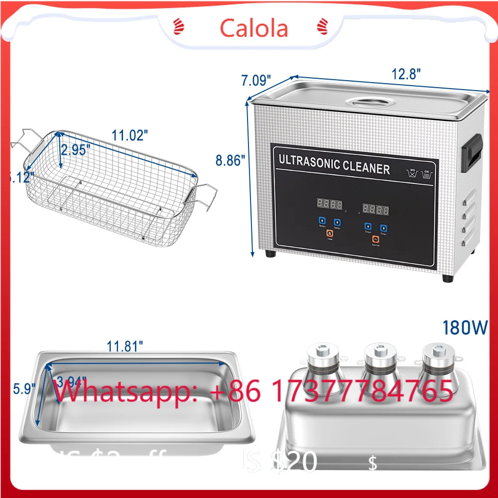 4L Heated Degas Ultrasonic Cleaner Machine Jewelry Tooth Retainer Ultrasonic Cleaning Bath