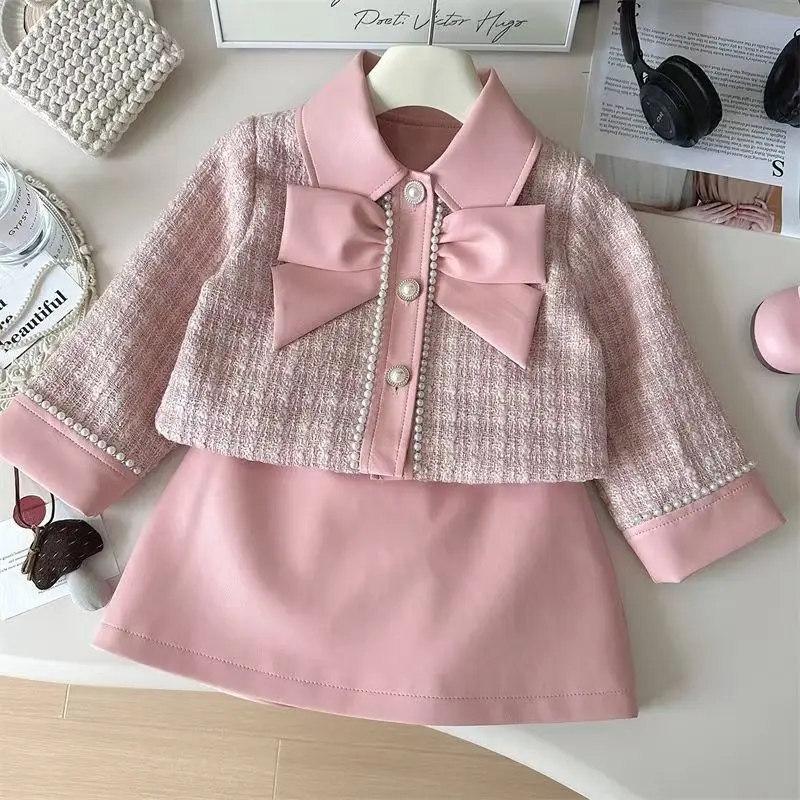 A Small Fragrance Style Two-piece Set 2026 Spring And Autumn New Fashionable Western-style Jacket Leather Skirt Set Trendy