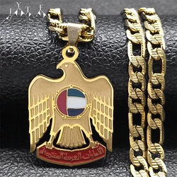 UAE Countries National Flag Falcon Eagle Necklace for Men Women Stainless Steel Gold Color Hip Hop Necklaces Jewelry N3242S05