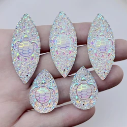 Crystal turtle pattern horse eye drops Rhinestone/resin flat back scrapbook DIY jewelry indigenous earring decoration 10pcs/lot