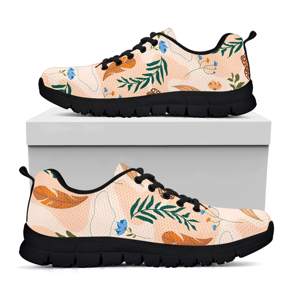 INSTANTARTS Bohemian Butterfly Sneakers For Women Boho Floral Printed Casual Fitness Shoes Lace Up Girls Tennis Shoes Female