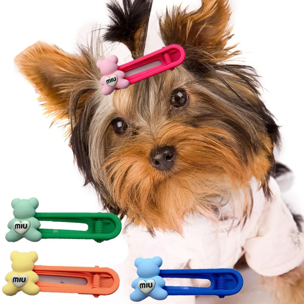 Pet Dog Hair Clips Cute Bear Pet Hairpins Puppy Cat Yorkie Teddy Pet Decor Barrette Hair Accessories for Small Dogs