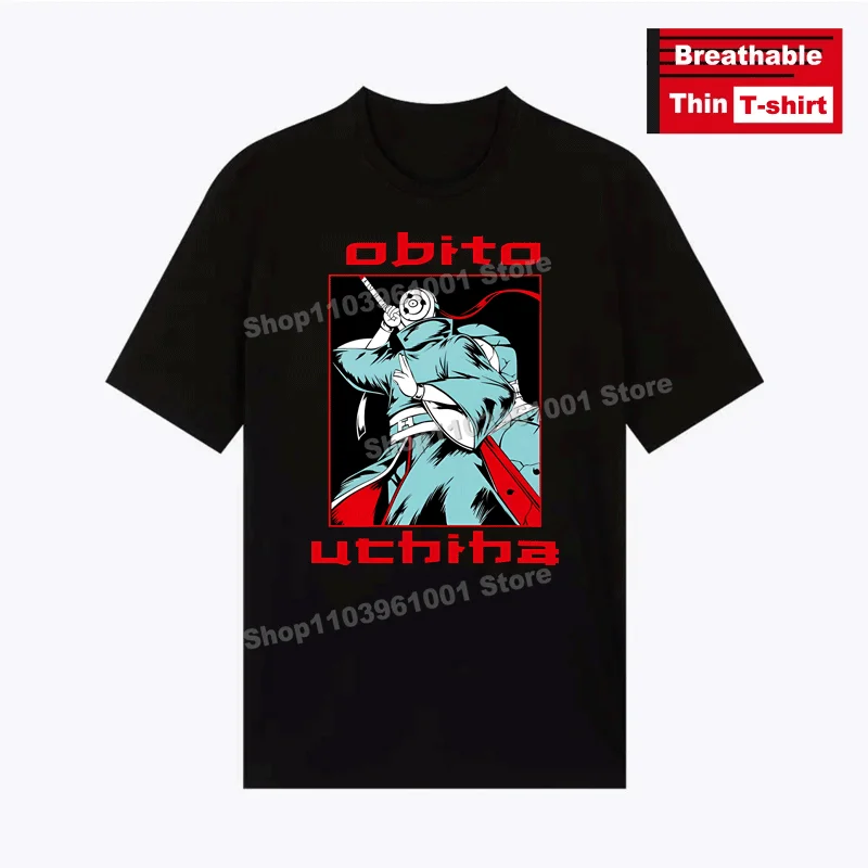 

Japanese Hot Animation Printing - Obito T Shirt y2k Harajuku Street Casual Men Women Short Sleeve Black Breathable Thin Tees