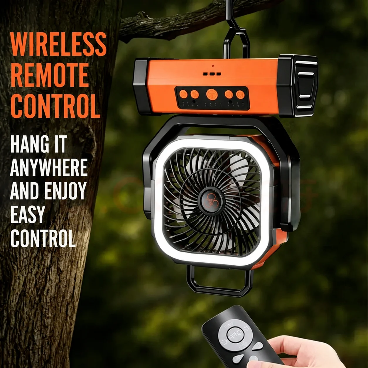 Outdoor Camping Fan with Ultra-long Battery Life, Hangable Tent Light, Auto Oscillation, Portable Multifunctional Fan for Campin