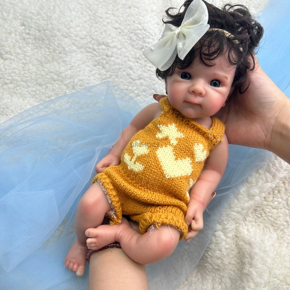 12 Inch Full Silicone Body Reborn Doll Bettie with Rooted Hair Washable Doll Soft Silicone Newborn Birthday Christmas Gift