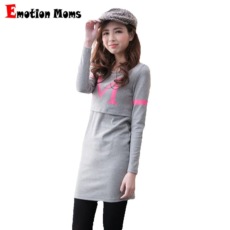 Emotion Moms Cotton Maternity Clothing Fabric Fashion Maternity Dresses Breastfeeding Dress Clothes for Pregnant Women