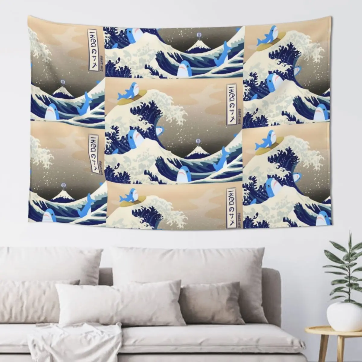 The great Brucie wave off BFC (Blahaj/shark edition) Tapestry Room Decorations Aesthetic Bedroom Deco Tapestry