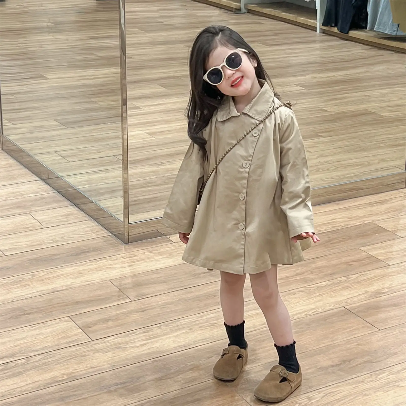 

2024 Autumn Korean Children's Clothing New Girls Fashionable British Cardigan Loose Jacket Single-breasted Trench Coat