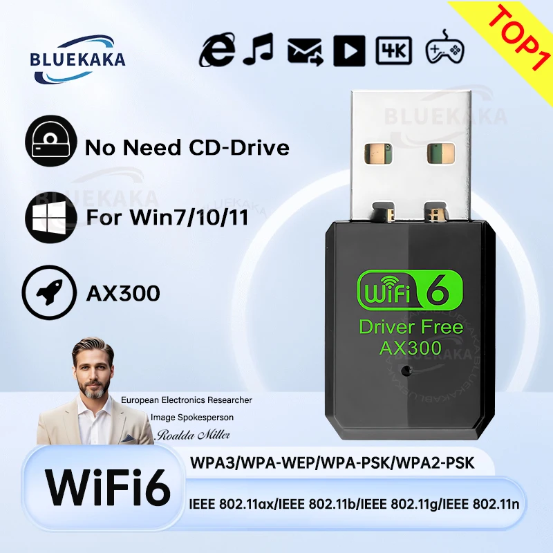 

WiFi 6 Wireless Network Card Drive Free Dongle Receiver 2.4GHz 802.11AX Mini USB Adapter Stable Signal For PC Laptop Win 7/10/11