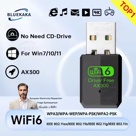 WiFi 6 Wireless Network Card Drive Free Dongle Receiver 2.4GHz 802.11AX Mini USB Adapter Stable Signal For PC Laptop Win 7/10/11