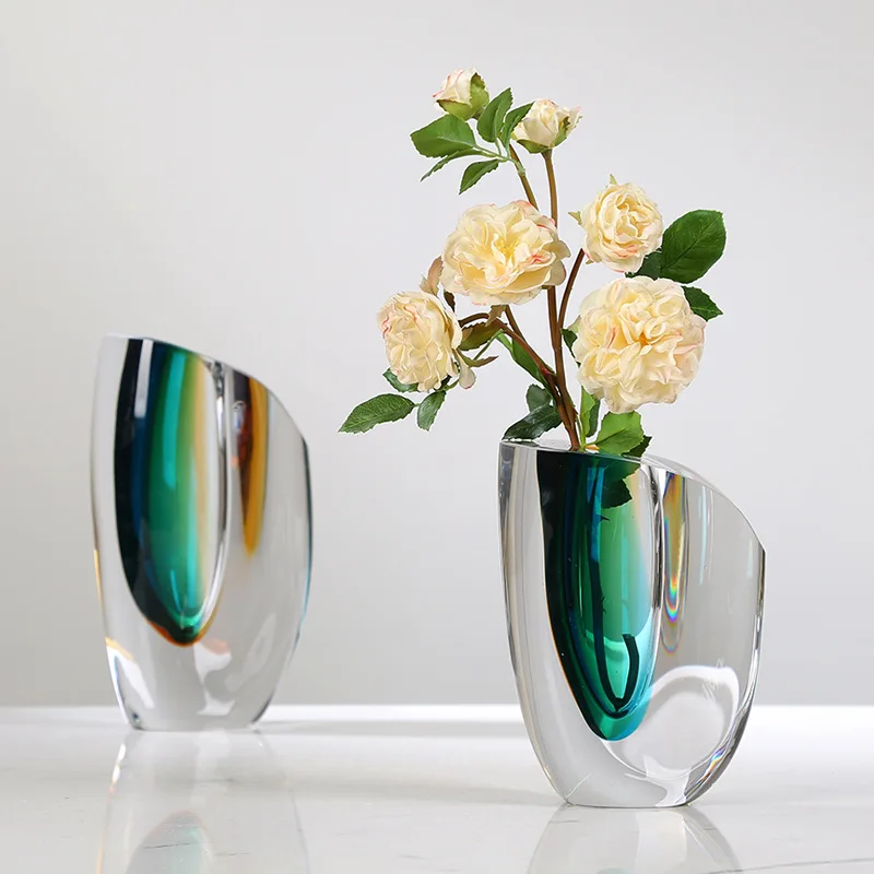 Modern light luxury colored glazed vase ornament, living room hotel restaurant hydroponic flower arrangement ornament