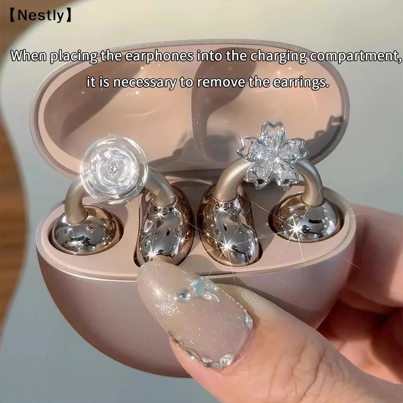 Earrings For Ear Clip Earphone Rotating Flower Blossoms Shining Decorations Beautiful Earphone Accessories〔Nest〕 view 4
