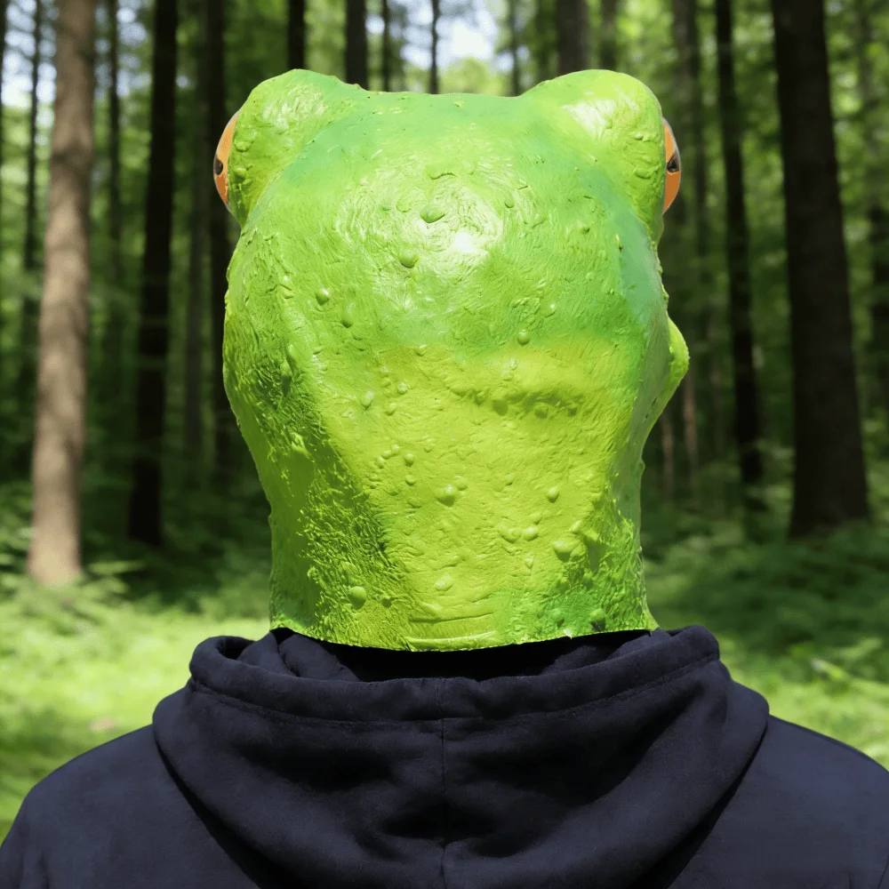 Realistische 3D-Froschmaske aus Latex, Ganzkopf-Tiermaske für Halloween, Cosplay-Kostüm, Party-Requisiten für Erwachsene – Detail 4