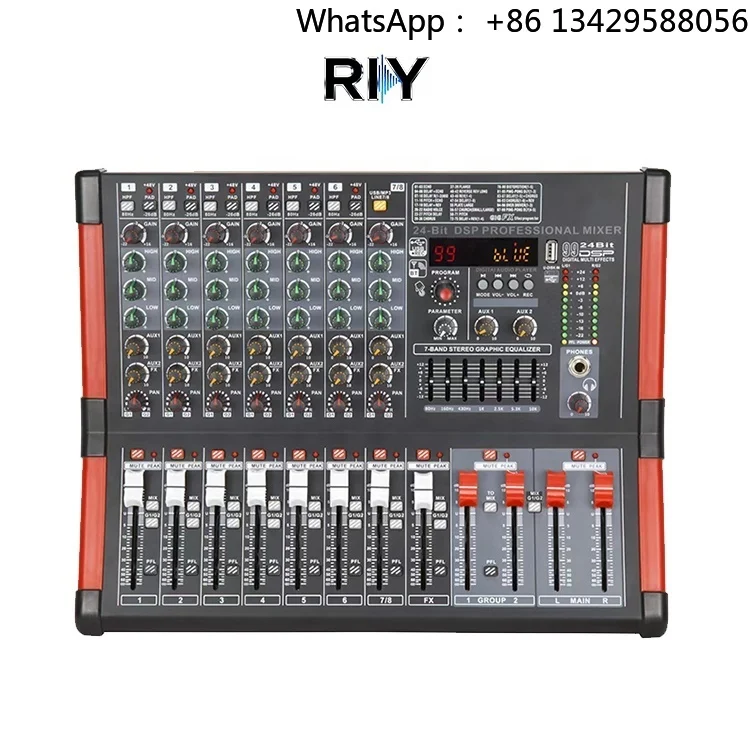 XP Professional Console Mixer 6/8/12 Channel 99 DSP Digital Mixer DJ Controller Audio Mixer with USB for Stage Performance