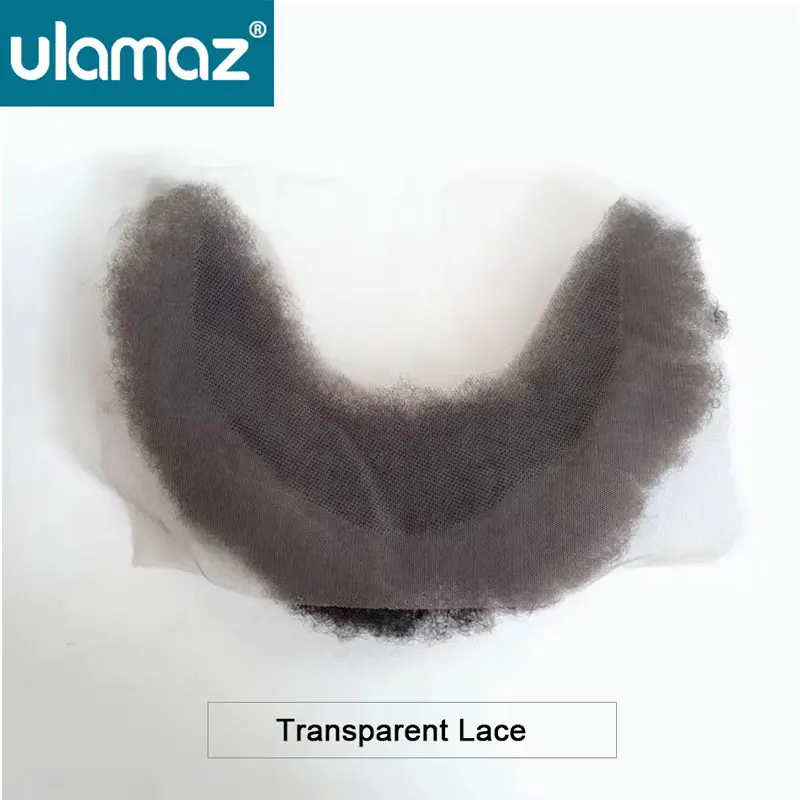 Barba falsa realista para hombres, cabello humano de alta calidad, bigote negro, encaje transparente, Invisible, pelo Facial