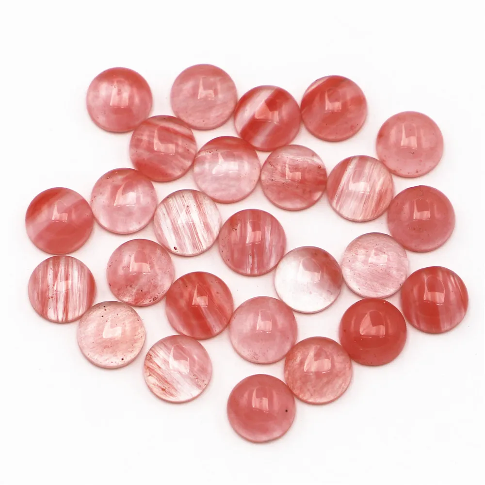 

10mm Natural Stone Cherry Quartz Round Shape Cabochon Setting Bead for Jewelry&Clothes Accessories Wholesale 50pcs Free Shipping