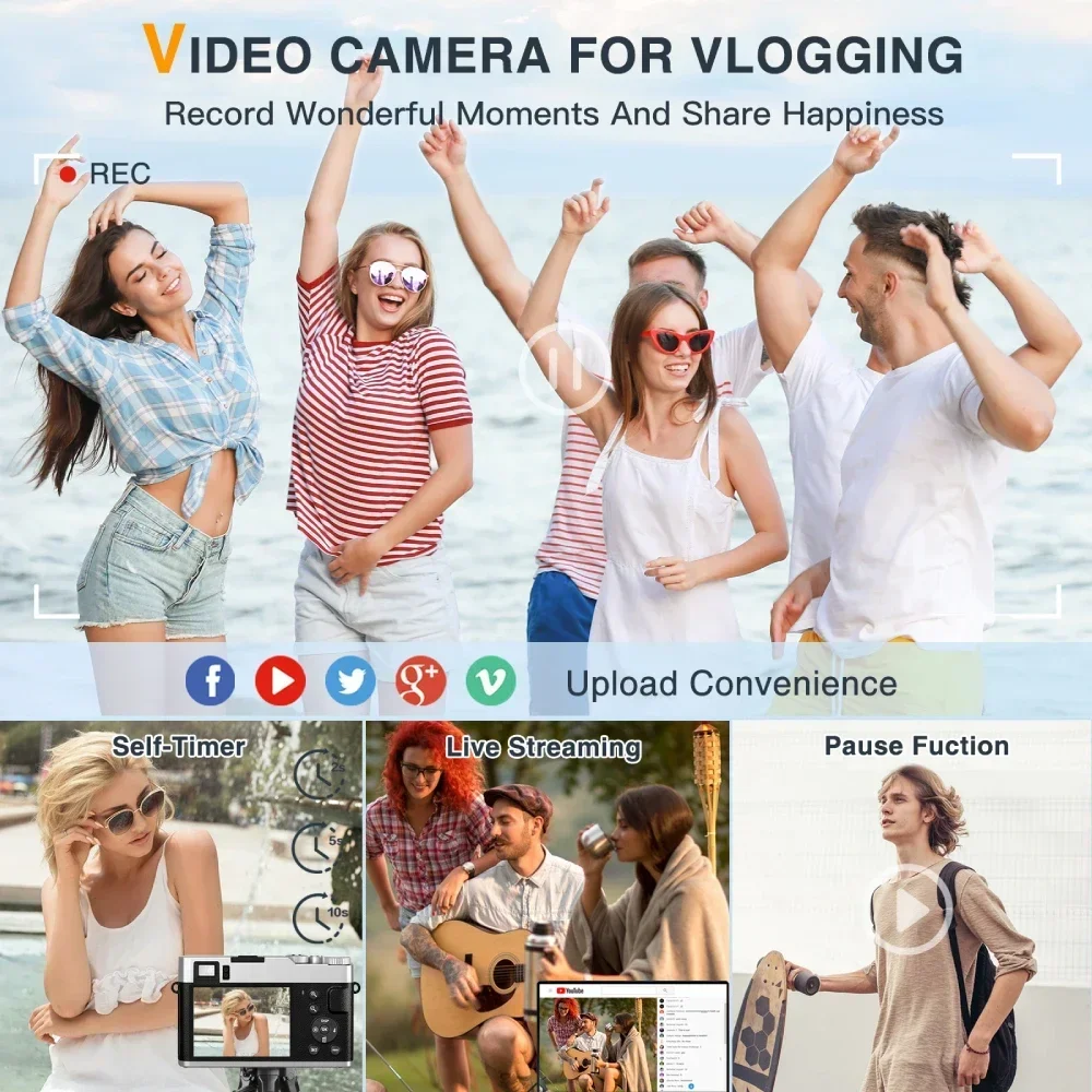 Digital Camera 4K  Auto Focus 48MP Ultra HD Outdoor Camera for YouTube INS  Tiktok Video Camera Vlog Livestream Webcam