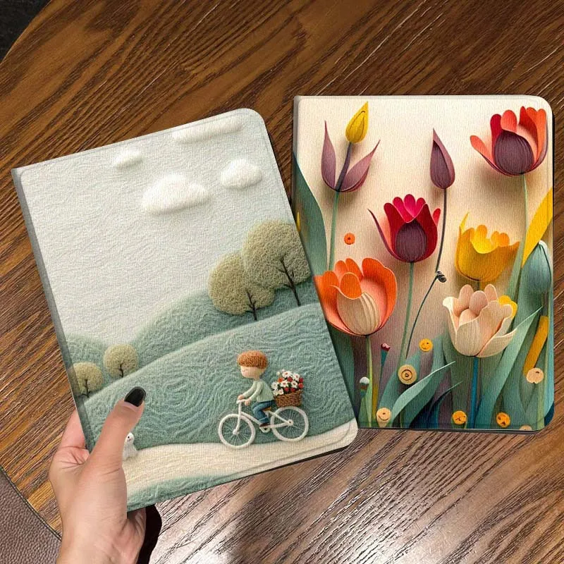 

Cartoon Bicycle Path Cloud Tablet Case For Apple iPad Air Pro mini 1 2 3 4 5 6 7 8 9 11 M2 M3 M5 M4 5th 6th 7th 10th 11th Gift